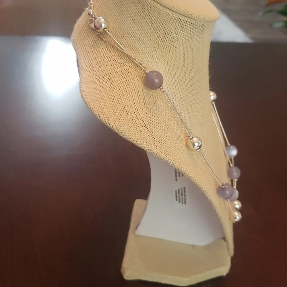 Vintage Necklace with silver tone and lavender  beads